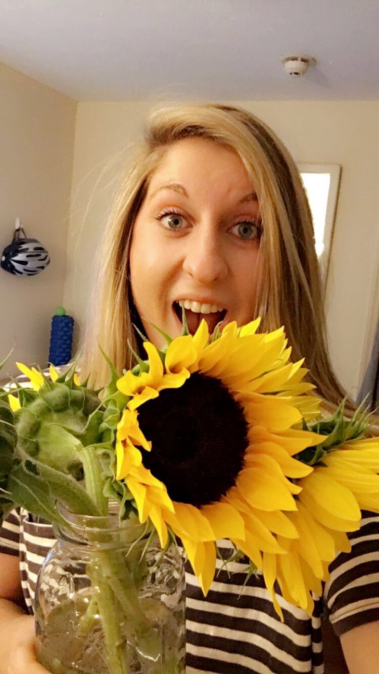 Katie Karp with flowers