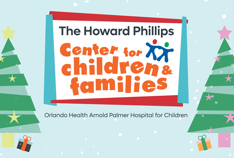 hero banner with The Howard Phillips Center tor Children & Families logo and Orlando Health Arnold Palmer Hospital for Children