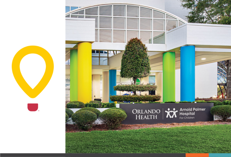 CMN colored balloon symbol next to APH hospital image